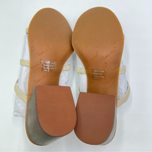 Splendid Womens Size 8.5 Eggshell White Cream Leather Block Heel Sandals Shoes - Picture 9 of 14